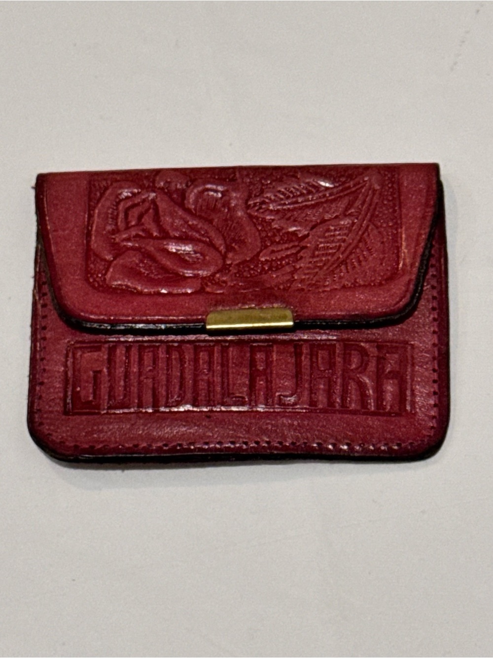 🌴 Embossed Pink Leather Coin Purse